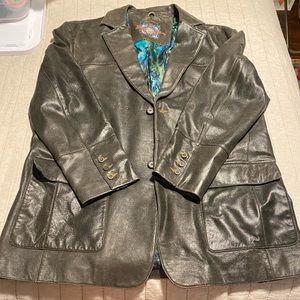 Robert Graham leather jacket 48L/58L. Distressed grey